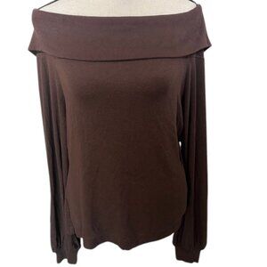 Banana Republic Dark Plum Soft Lux Off the Shoulder Sweater- Size L